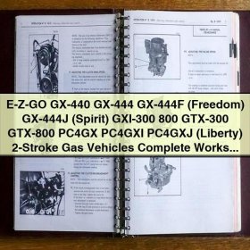 E-Z-GO GX-440 GX-444 GX-444F (Freedom) GX-444J (Spirit) GXI-300 800 GTX-300 GTX-800 PC4GX PC4GXI PC4GXJ (Liberty) 2-Stroke Gas Vehicles Manual completo de servicio y reparación del taller 1989 1990 1