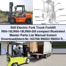 Still Electric Fork Truck Forklift R60-16I R60-18I R60-20I Illustrated Master Parts List Manual