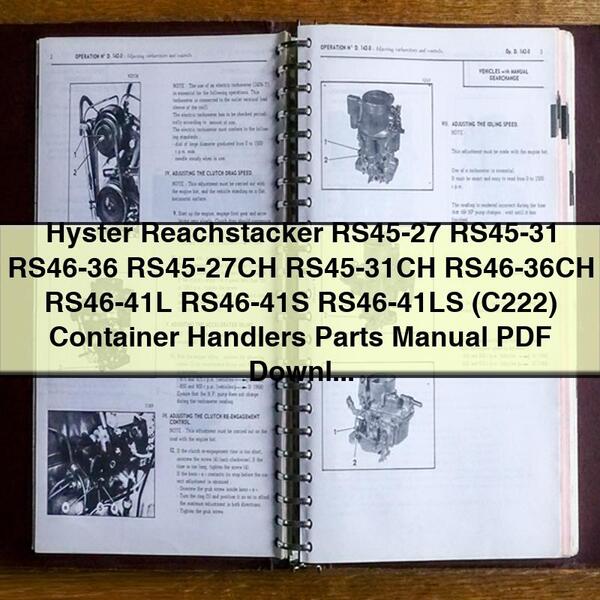 Hyster Reachstacker RS45-27 RS45-31 RS46-36 RS45-27CH RS45-31CH RS46-36CH RS46-41L RS46-41S RS46-41LS (C222) Container Handlers Parts Manual