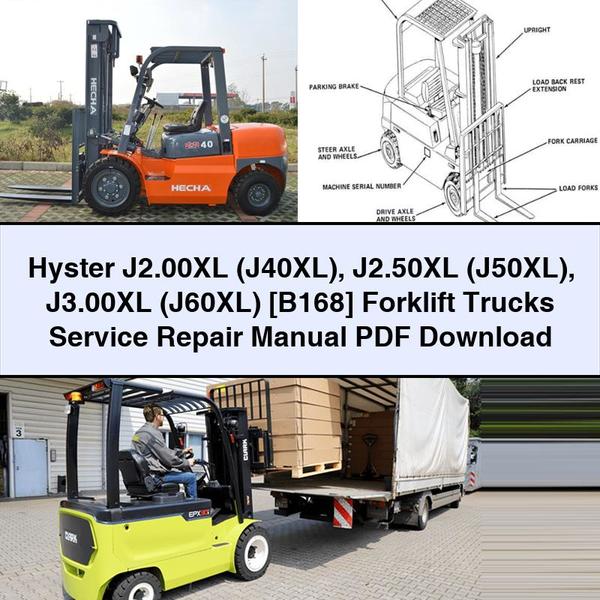 Manual de servicio y reparación de carretillas elevadoras Hyster J2.00XL (J40XL) J2.50XL (J50XL) J3.00XL (J60XL) [B168]