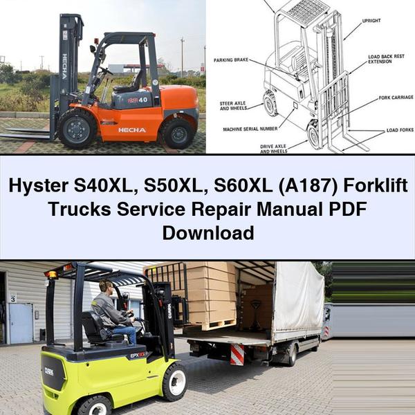 Manual de servicio y reparación de carretillas elevadoras Hyster S40XL S50XL S60XL (A187)