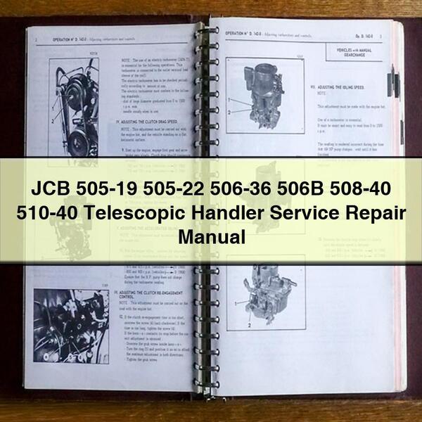 JCB 505-19 505-22 506-36 506B 508-40 510-40 Telescopic Handler Service Repair Manual