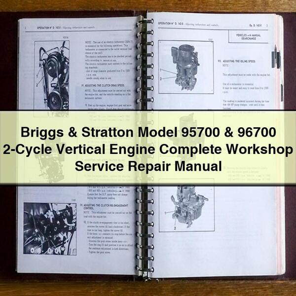 Manual completo de reparación y servicio de taller del motor vertical de 2 tiempos Briggs &amp; Stratton modelo 95700 y 96700