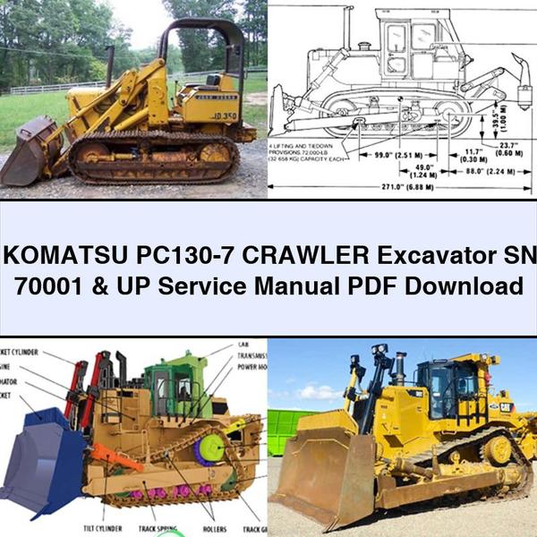 Manual de servicio y reparación de excavadoras de cadenas Komatsu PC130-7 SN 70001 y superiores