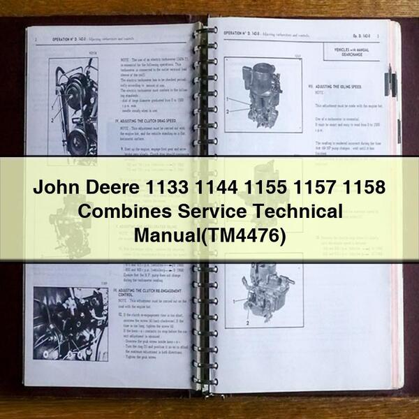 Manual técnico de servicio de las cosechadoras John Deere 1133 1144 1155 1157 1158 (TM4476)