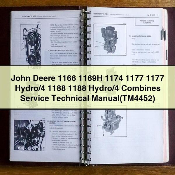 Manual técnico de servicio de las cosechadoras John Deere 1166 1169H 1174 1177 1177 Hydro/4 1188 1188 Hydro/4 (TM4452)