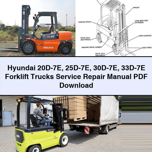 Manual de servicio y reparación de carretillas elevadoras Hyundai 20D-7E 25D-7E 30D-7E 33D-7E