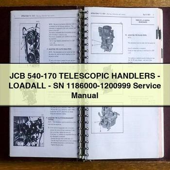 Manual de servicio y reparación de manipuladores telescópicos JCB 540-170-LOADALL-SN 1186000-1200999