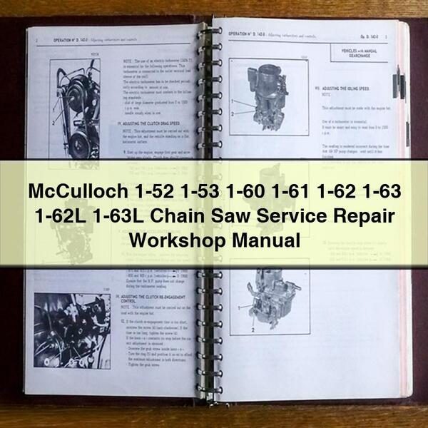 Manual de taller y reparación de motosierras McCulloch 1-52 1-53 1-60 1-61 1-62 1-63 1-62L 1-63L