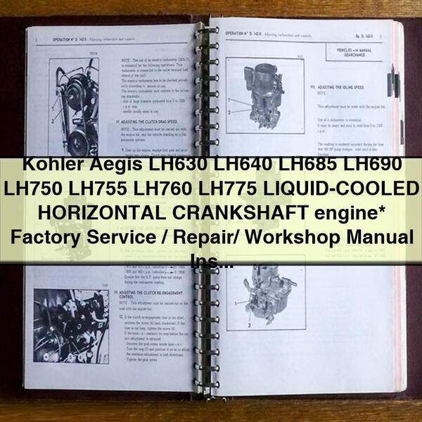 Manual de taller, reparación y servicio de fábrica del motor Kohler Aegis LH630 LH640 LH685 LH690 LH750 LH755 LH760 LH775 CON CIGUEÑAL HORIZONTAL REFRIGERADO POR LÍQUIDO