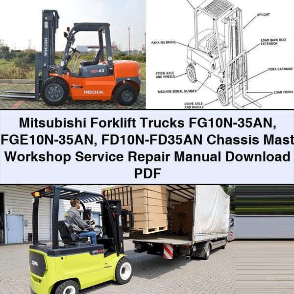 Mitsubishi Forklift Trucks FG10N-35AN FGE10N-35AN FD10N-FD35AN Chassis Mast Workshop Service Repair Manual