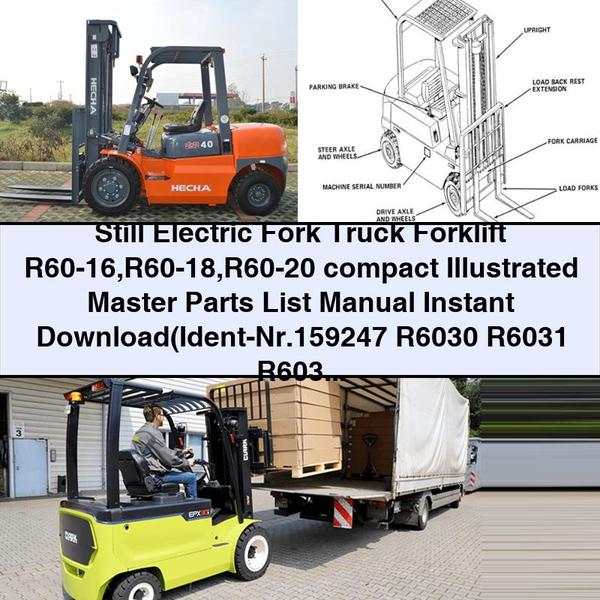 Still Electric Fork Truck Forklift R60-16 R60-18 R60-20 compact Illustrated Master Parts List Manual (Ident-Nr.159247 R6030 R6031 R6032)