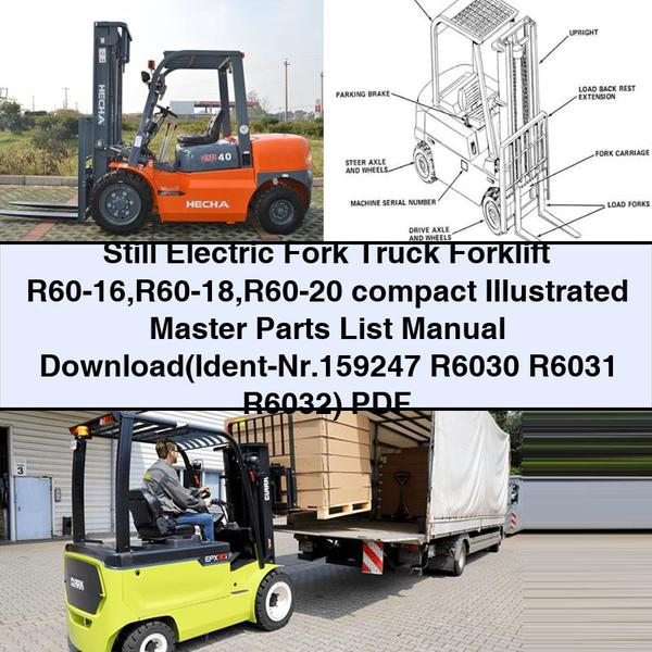 Still Electric Fork Truck Forklift R60-16 R60-18 R60-20 compact Illustrated Master Parts List Manual (Ident-Nr.159247 R6030 R6031 R6032)