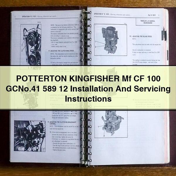 POTTERTON KINGFISHER Mf CF 100 GCNo.41 589 12 Instructions d'installation et d'entretien