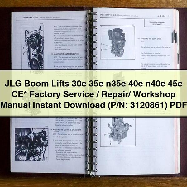 Manual de taller, reparación y servicio de fábrica de las plataformas elevadoras JLG 30e, 35e, n35e, 40e, n40e y 45e CE* (N.º de pieza: 3120861)