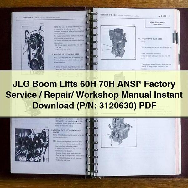 JLG Boom Lifts 60H 70H ANSI  Factory Service/Repair/ Workshop Manual  (P/N: 3120630)