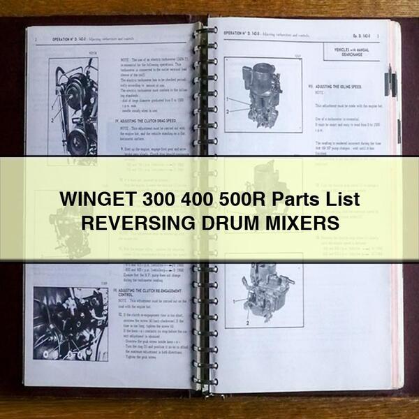 WINGET 300 400 500R Parts List REVERSING DRUM MIXERS