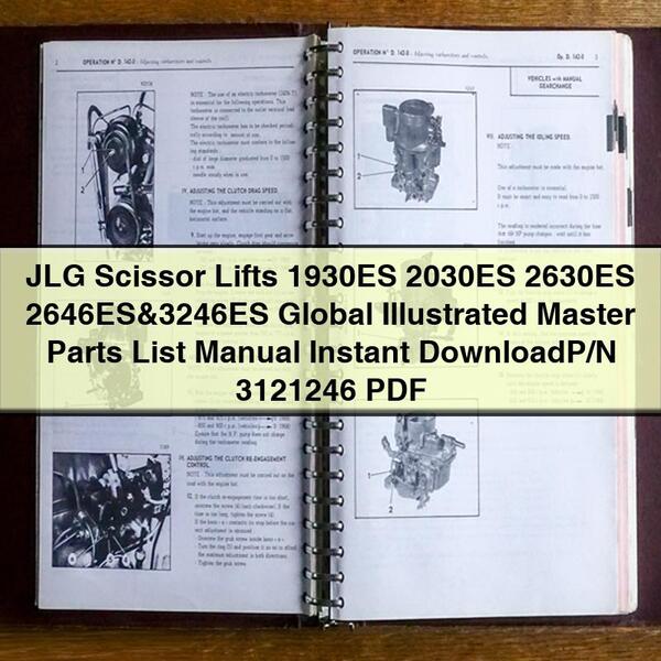 Manual de lista maestra ilustrada de piezas global de elevadores de tijera JLG 1930ES, 2030ES, 2630ES, 2646ES y 3246ES, N.º de pieza 3121246