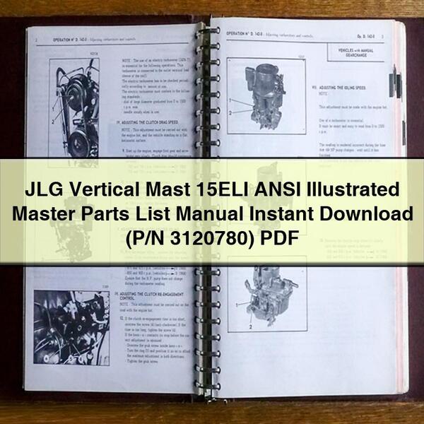 Manual de lista de piezas ilustrada ANSI del mástil vertical JLG 15ELI (N.° de pieza 3120780)