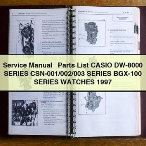 Casio DW-8000, CSN-001/002/003, BGX-100 Series Watches Service Manual & Parts List (1997) PDF