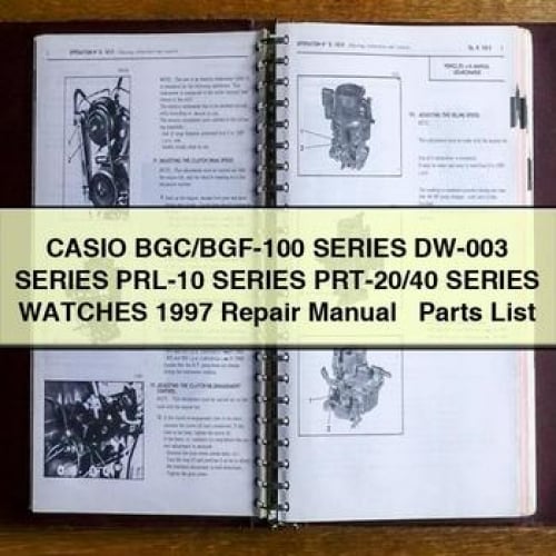 Casio BGC/BGF-100, DW-003, PRL-10, PRT-20/40 Series Watches - 1997 Repair Manual & Parts List