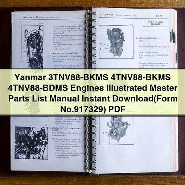 Manual ilustrado de la lista de piezas de los motores Yanmar 3TNV88-BKMS 4TNV88-BKMS 4TNV88-BDMS (formulario n.º 917329)