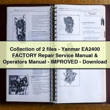 Collection de 2 fichiers - Manuel de réparation et d'entretien d'usine Yanmar EA2400 et manuel d'utilisation - Amélioré - PDF