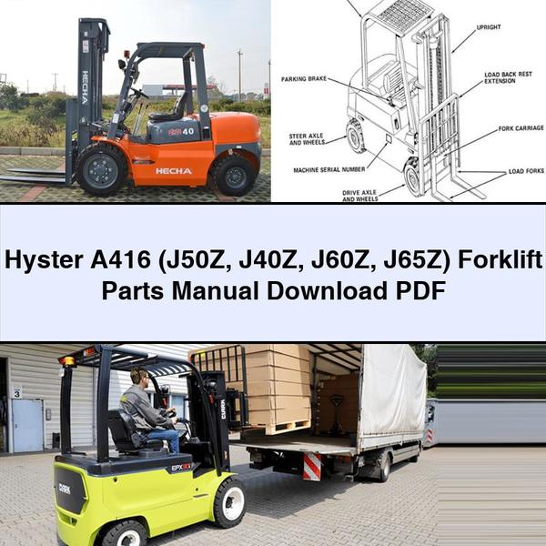 Manuel des pièces détachées pour chariot élévateur Hyster A416 (J50Z J40Z J60Z J65Z)