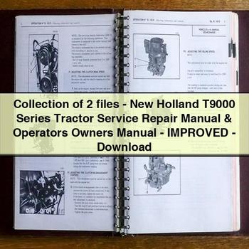 Collection de 2 fichiers - Manuel de réparation et d'entretien du tracteur New Holland série T9000 et manuel du propriétaire et de l'opérateur - PDF amélioré