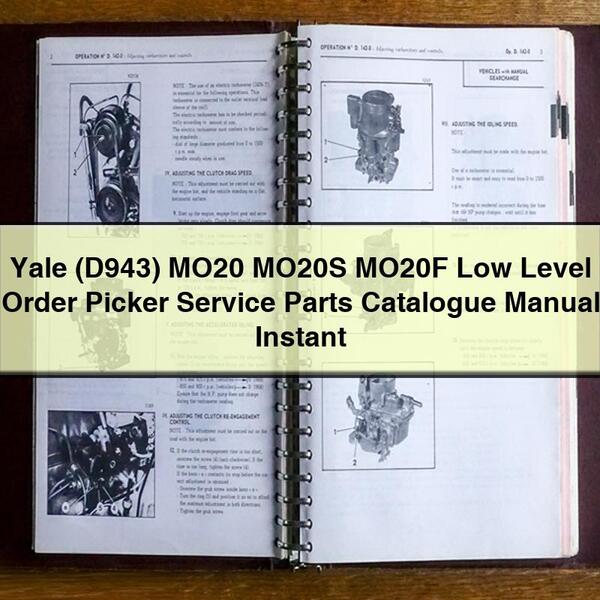 Catalogue de pièces détachées pour préparateur de commandes à faible hauteur Yale (D943) MO20 MO20S MO20F