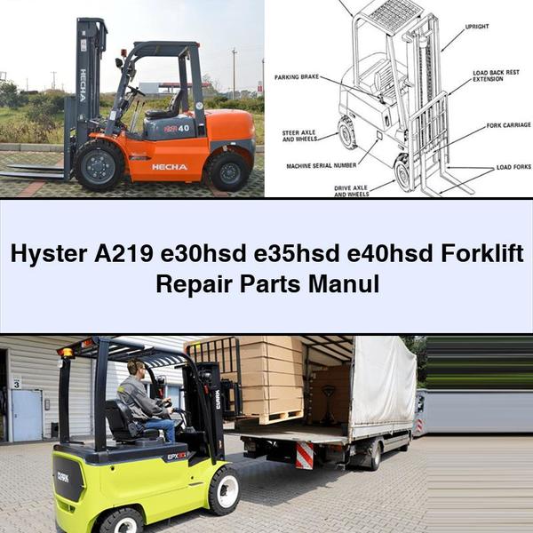 Manuel de réparation et de pièces détachées pour chariot élévateur Hyster A219 e30hsd e35hsd e40hsd