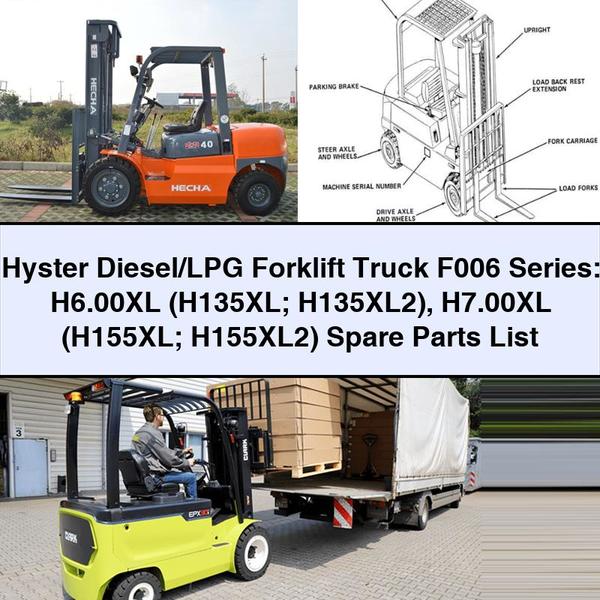 Lista de piezas de repuesto para carretilla elevadora diésel/GLP Hyster serie F006: H6.00XL (H135XL; H135XL2) H7.00XL (H155XL; H155XL2)