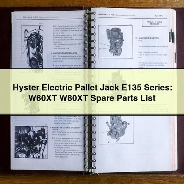 Liste des pièces détachées pour transpalettes électriques Hyster série E135 : W60XT W80XT