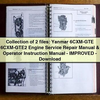 Collection de 2 fichiers : Manuel de réparation et d'entretien du moteur Yanmar 6CXM-GTE 6CXM-GTE2 et manuel d'instructions de l'opérateur - Amélioré - PDF