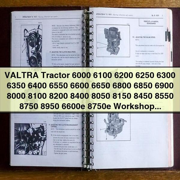 VALTRA Tractor 6000 6100 6200 6250 6300 6350 6400 6550 6600 6650 6800 6850 6900 8000 8100 8200 8400 8050 8150 8450 8550 8750 8950 6600e 8750e Workshop Shop Service Repair Manual