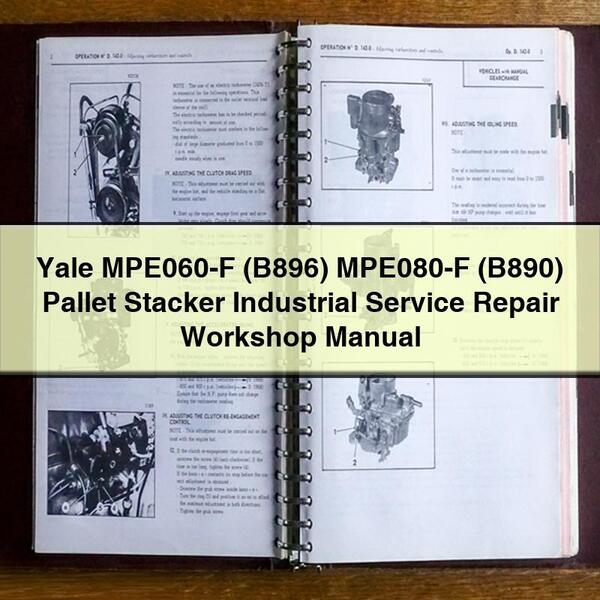 Manual de taller de reparación y servicio industrial de apiladores de paletas Yale MPE060-F (B896) MPE080-F (B890)