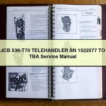 Manual de reparación y mantenimiento del manipulador telescópico JCB 536-T70 SN 1522577 a TBA