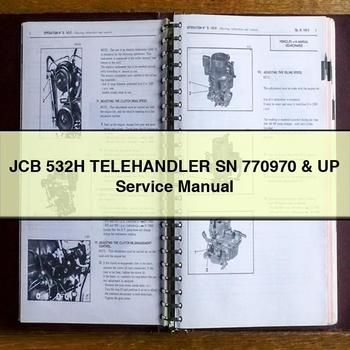 Manual de reparación y servicio de manipuladores telescópicos JCB 532H SN 770970 y posteriores