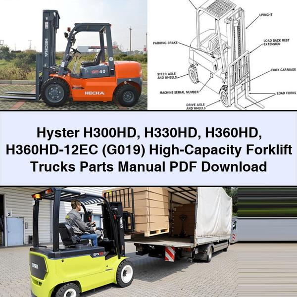 Manuel des pièces détachées pour chariots élévateurs à fourche haute capacité Hyster H300HD H330HD H360HD H360HD-12EC (G019)