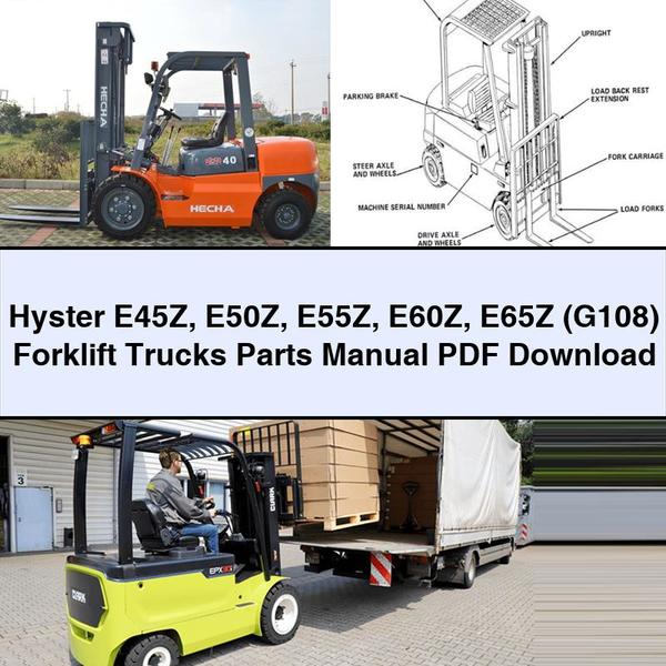 Hyster E45Z E50Z E55Z E60Z E65Z (G108) Forklift Trucks Parts Manual