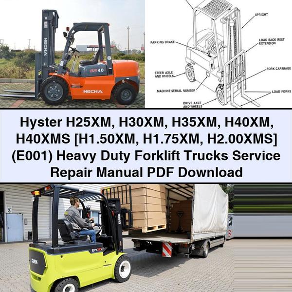 Manuel de réparation et d'entretien des chariots élévateurs à fourche pour charges lourdes Hyster H25XM H30XM H35XM H40XM H40XMS [H1.50XM H1.75XM H2.00XMS] (E001)