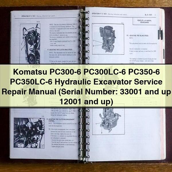 Manual de servicio y reparación de excavadoras hidráulicas Komatsu PC300-6 PC300LC-6 PC350-6 PC350LC-6 (número de serie: 33001 y posteriores 12001 y posteriores)