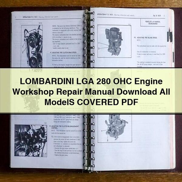 Manual de reparación de taller del motor LOMBARDINI LGA 280 OHC Todos los modelos cubiertos