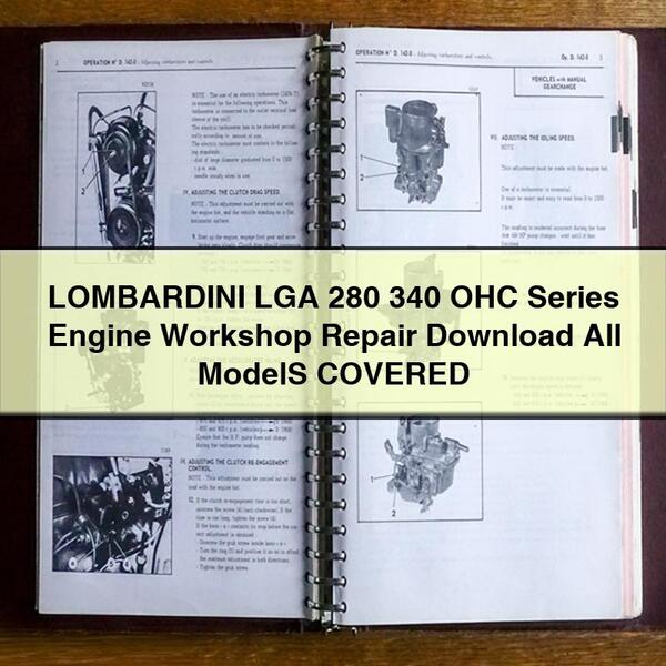 Taller de reparación de motores LOMBARDINI LGA 280 340 OHC Series Todos los modelos CUBIERTOS