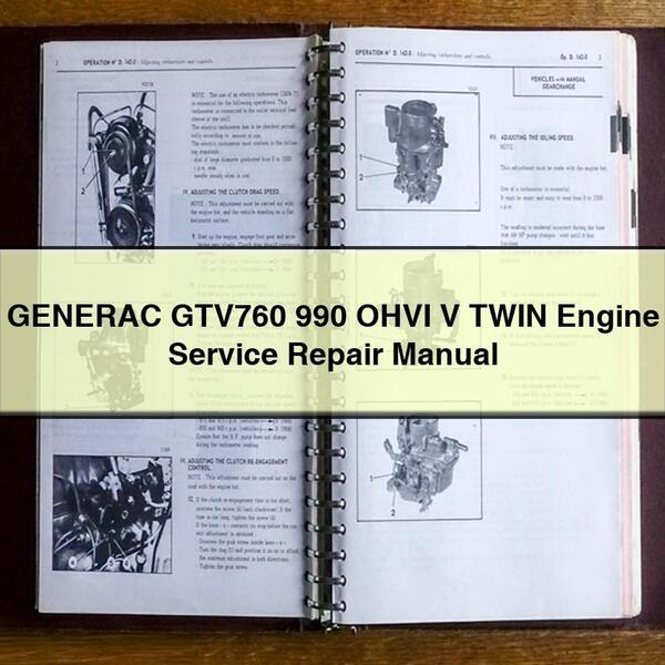 Manual de servicio y reparación del motor GENERAC GTV760 990 OHVI V TWIN