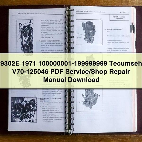 9302E 1971 100000001-19999999 Tecumseh V70-125046 Manual de servicio y reparación del taller