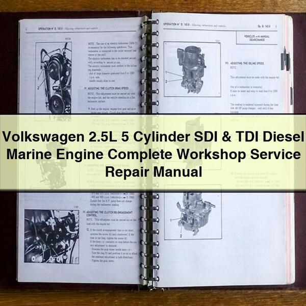 Manual completo de reparación y servicio de taller del motor marino diésel SDI y TDI de 5 cilindros de 2,5 l de Volkswagen