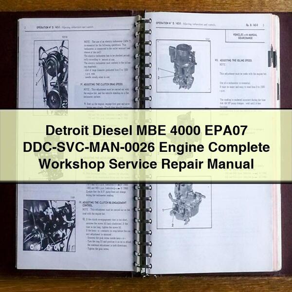 Manual completo de servicio y reparación del motor MBE 4000 EPA07 DDC-SVC-MAN-0026 de Detroit Diesel