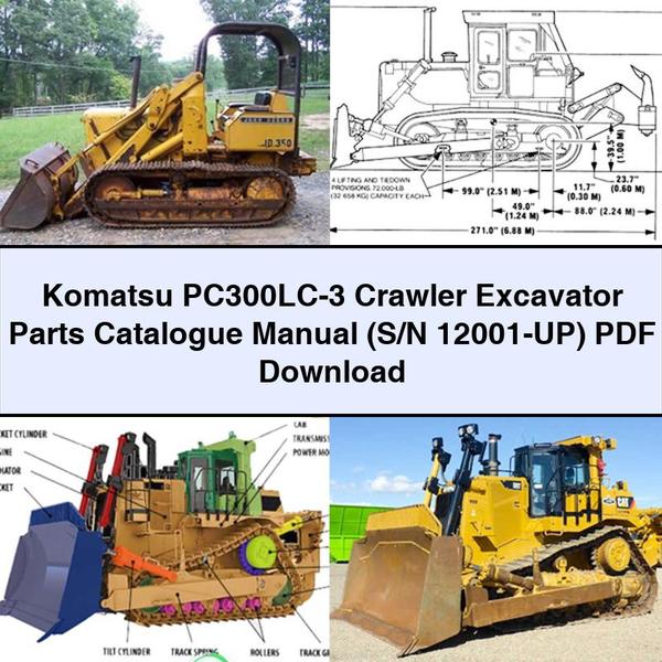 Komatsu PC300LC-3 Crawler Excavator Parts Catalogue Manual (S/N 12001-UP)