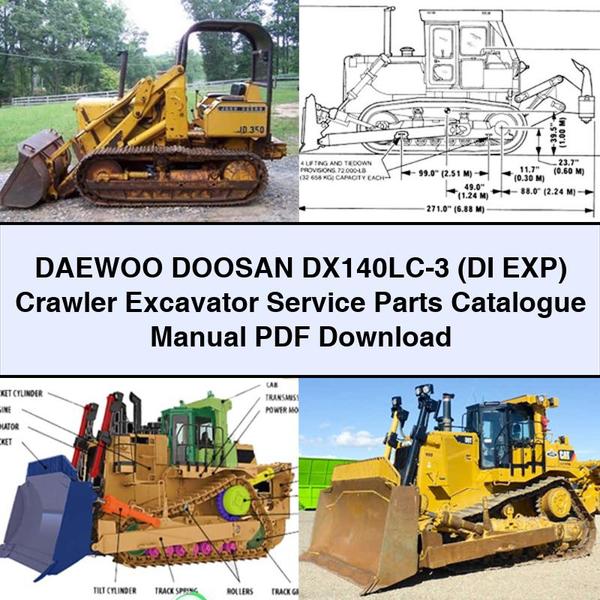 Catálogo de piezas de servicio de la excavadora de cadenas DAEWOO DOOSAN DX140LC-3 (DI EXP)